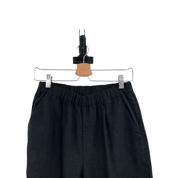 Quince 100% European Linen Wide Leg Pants Black Pull On NWT Size Small - Picture 4 of 13